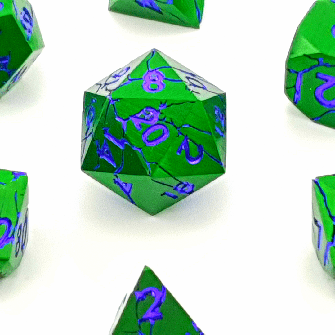 Venom Vein | Solid Metal Dice | 7 Piece Set - Tabletop Dominion - We Print Miniatures