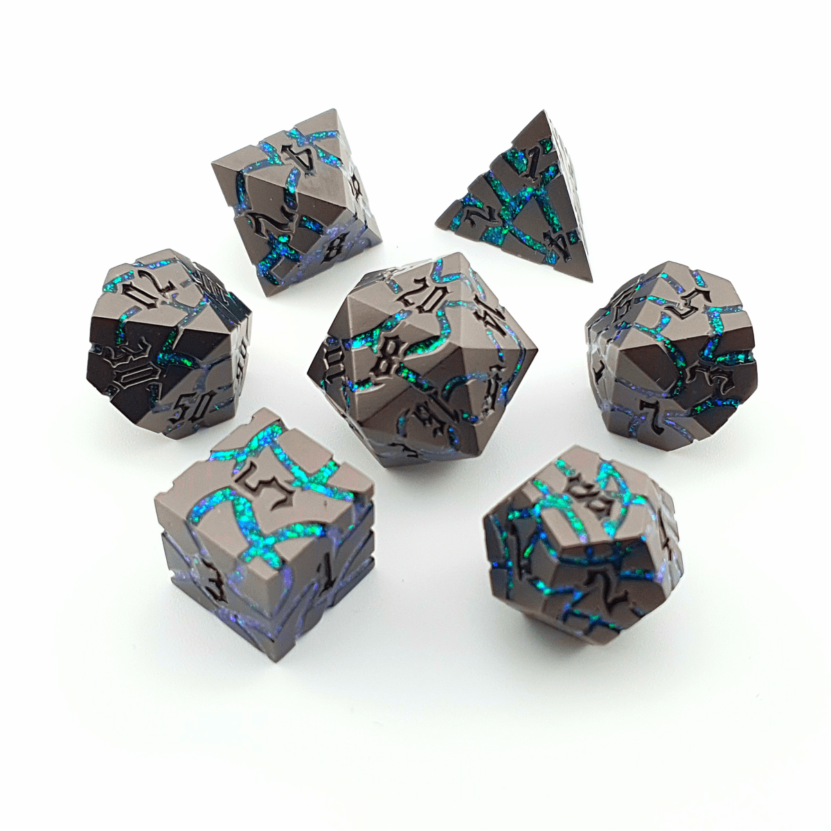 Verdant Ruin | Solid Metal Dice | 7 Piece Set - Tabletop Dominion - We Print Miniatures