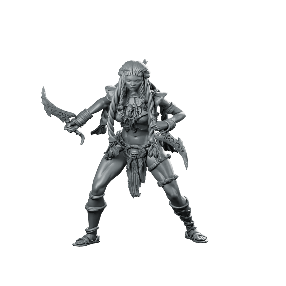 Verso Miniature Dual - Dagger Female Warrior Resin - Haito - We Print Miniatures