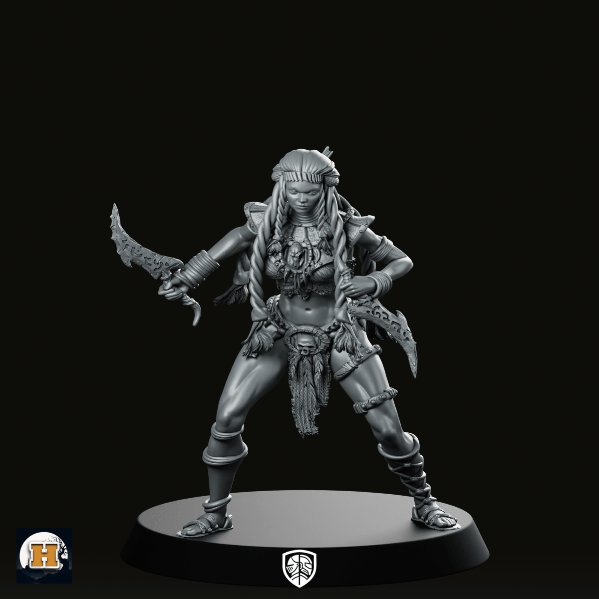 Verso Miniature Dual - Dagger Female Warrior Resin - Haito - We Print Miniatures