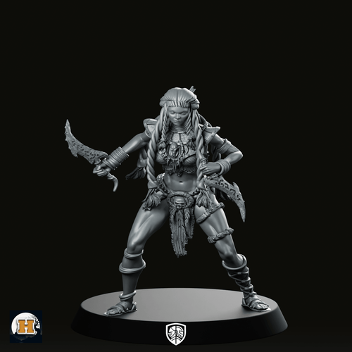 Verso Miniature Dual - Dagger Female Warrior Resin - Haito - We Print Miniatures