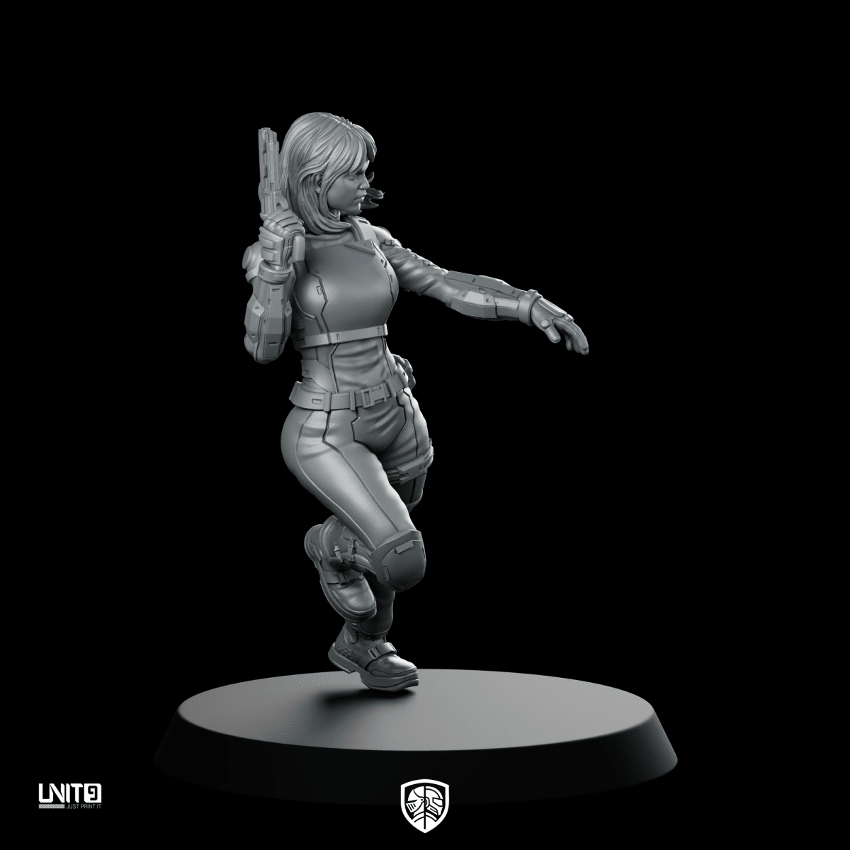 Vex Ashford Pose 2 Cyberpunk Miniature Revolver Operative - Unit9 - We Print Miniatures