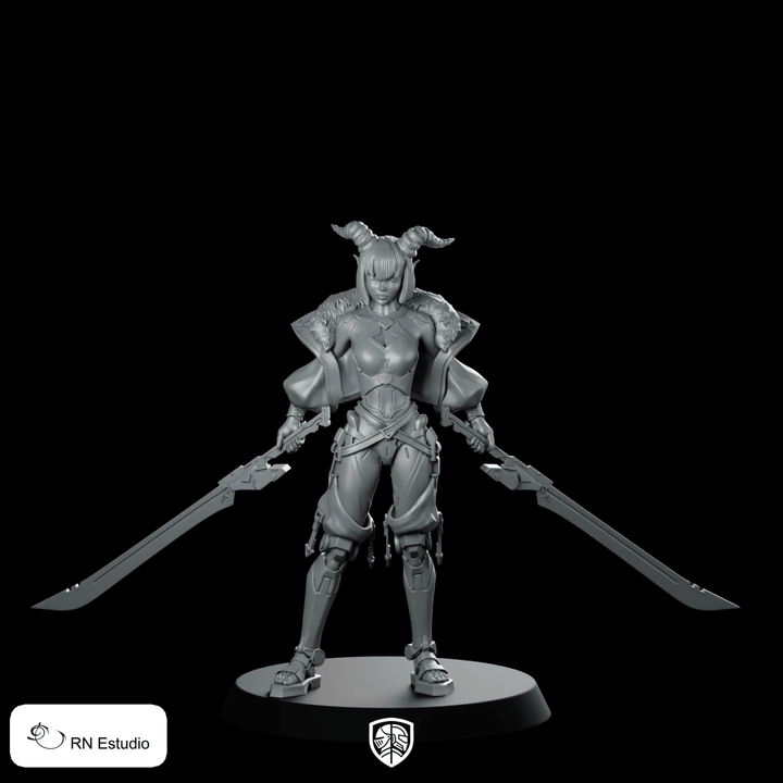 Vexa Thorn Miniature Dual-Blade Horned Female Warrior