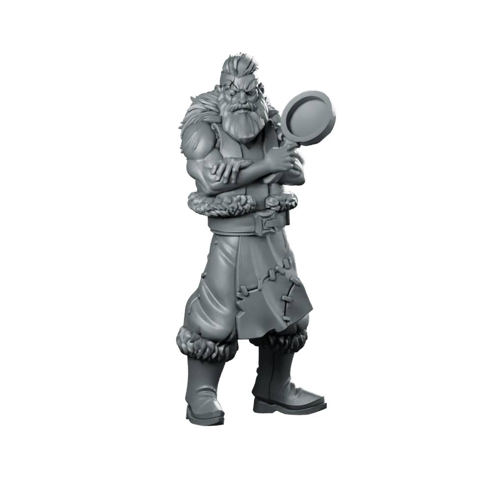 Viking InnKeeper Miniature Grumpy Tavern NPC Frying - Pan - CastNPlay - We Print Miniatures