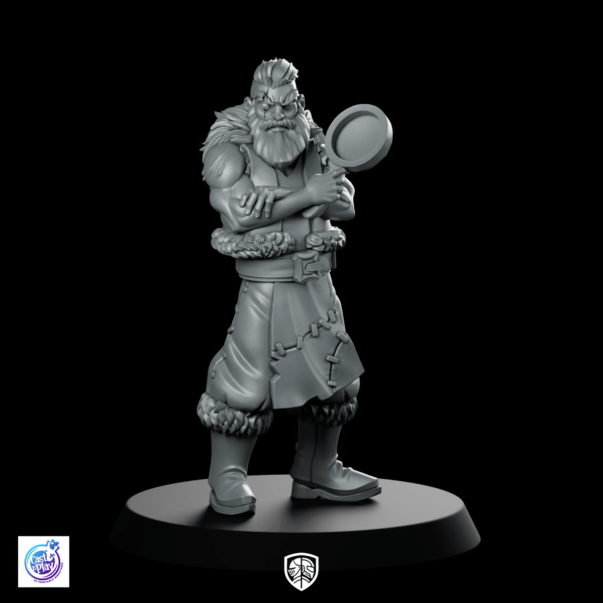 Viking InnKeeper Miniature Grumpy Tavern NPC Frying - Pan - CastNPlay - We Print Miniatures