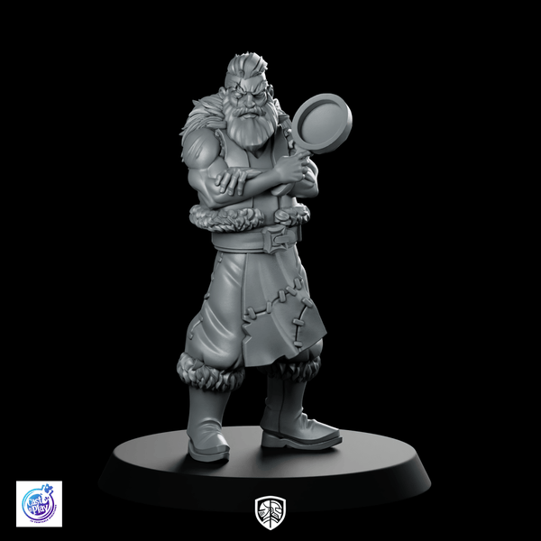Viking InnKeeper Miniature Grumpy Tavern NPC Frying - Pan - CastNPlay - We Print Miniatures