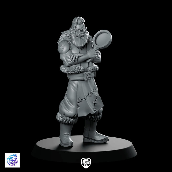 Viking InnKeeper Miniature Grumpy Tavern NPC Frying-Pan