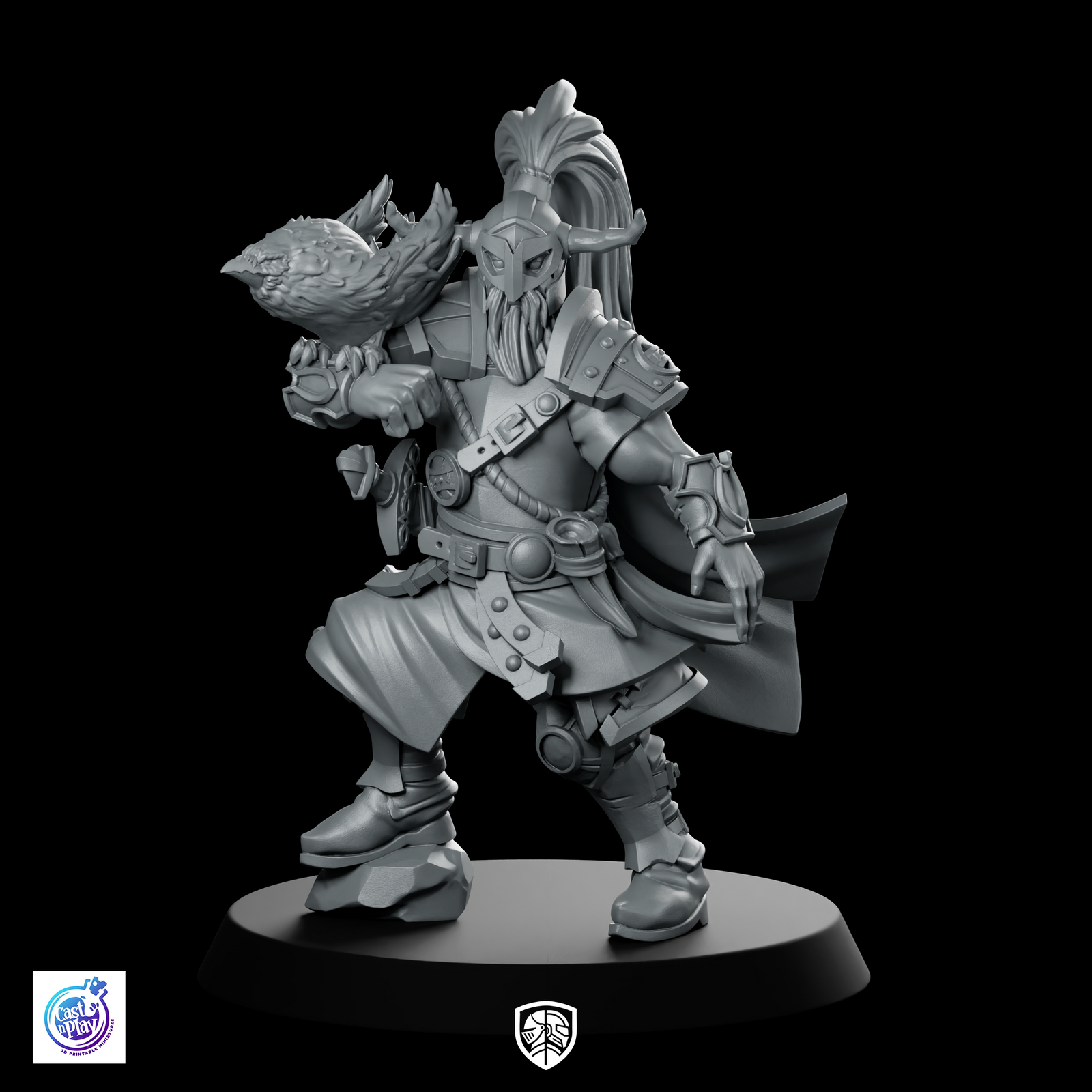 Viking with Crow Miniature Axe Raider Warrior