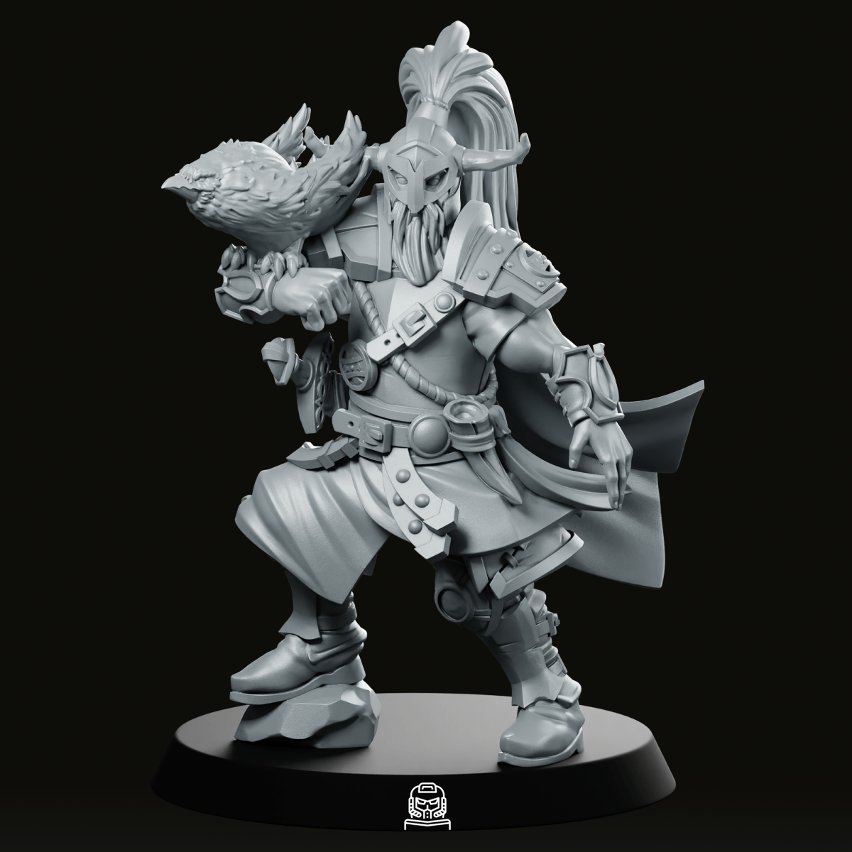 Viking with Crow Miniature - CastNPlay - We Print Miniatures