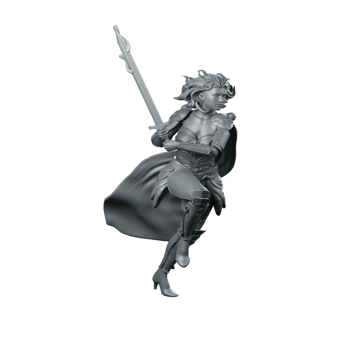 Vina Miniature Warrior Swordswoman Cape Miniature 360 Spin 01