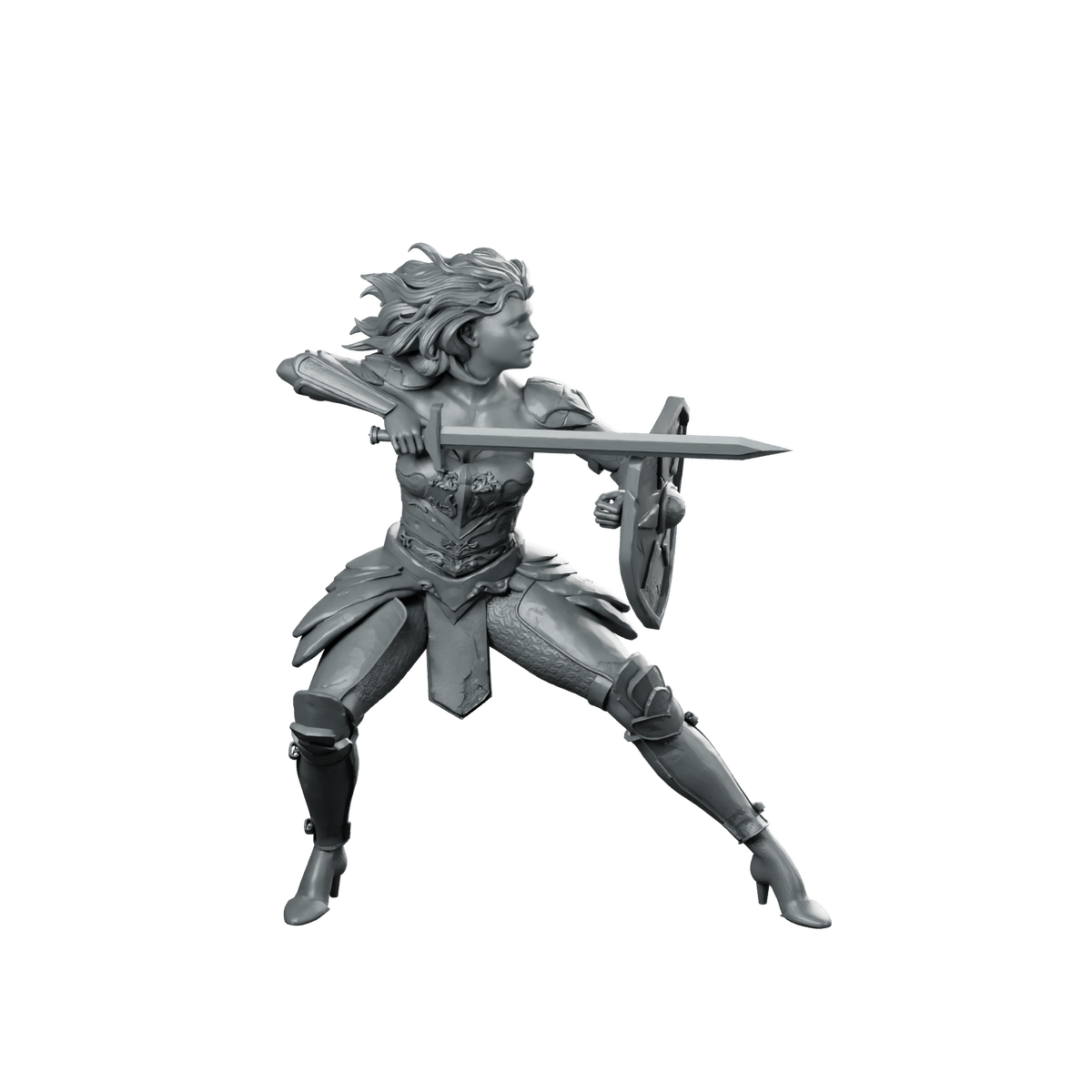 Vina Alt Miniature Warrior Shieldmaiden Swordswoman Miniature 360 Spin 01