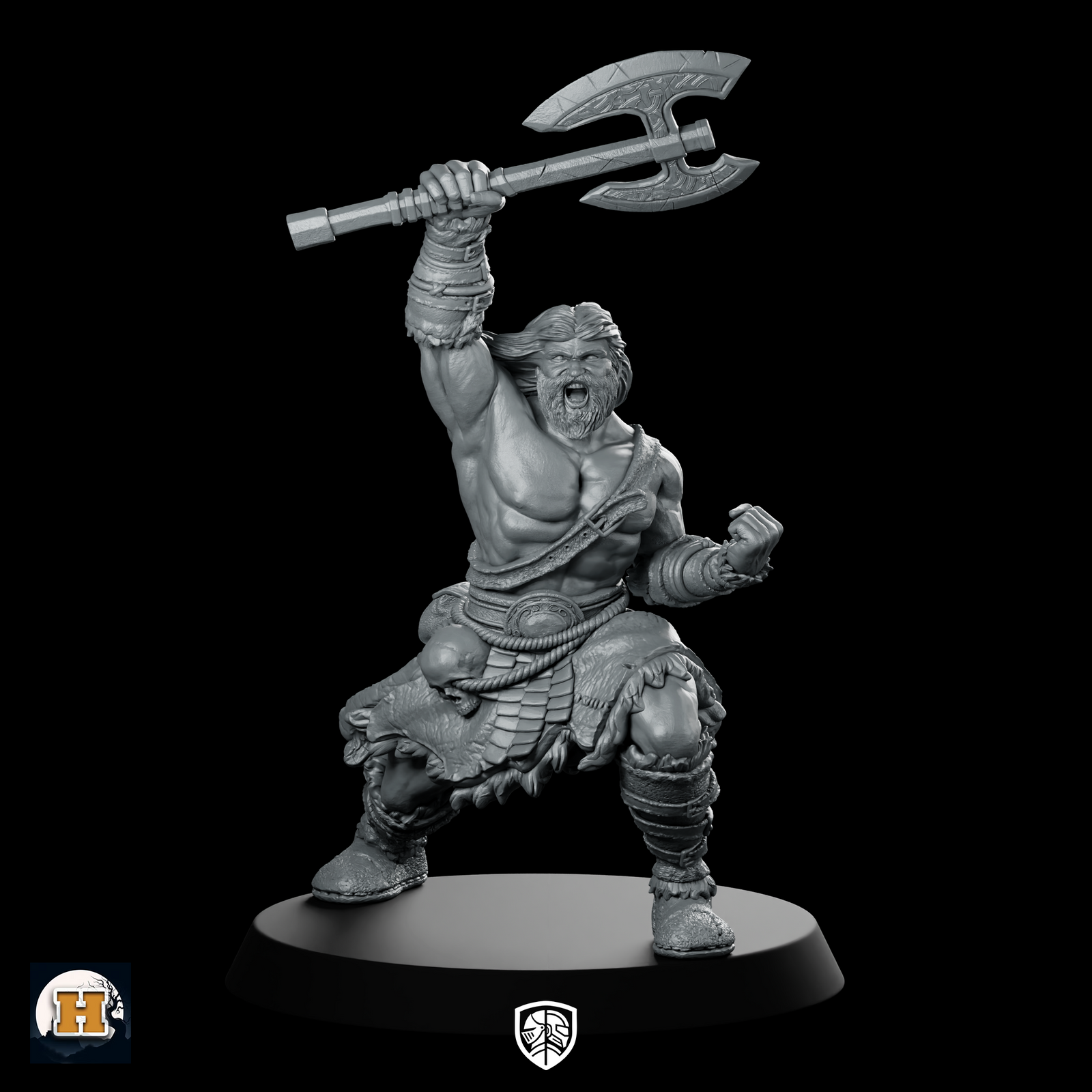 Virtix Miniature Barbarian Warrior Greataxe Resin Hero