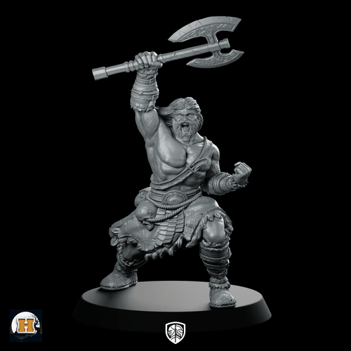 Virtix Miniature Barbarian Warrior Greataxe Resin Hero - Haito - We Print Miniatures