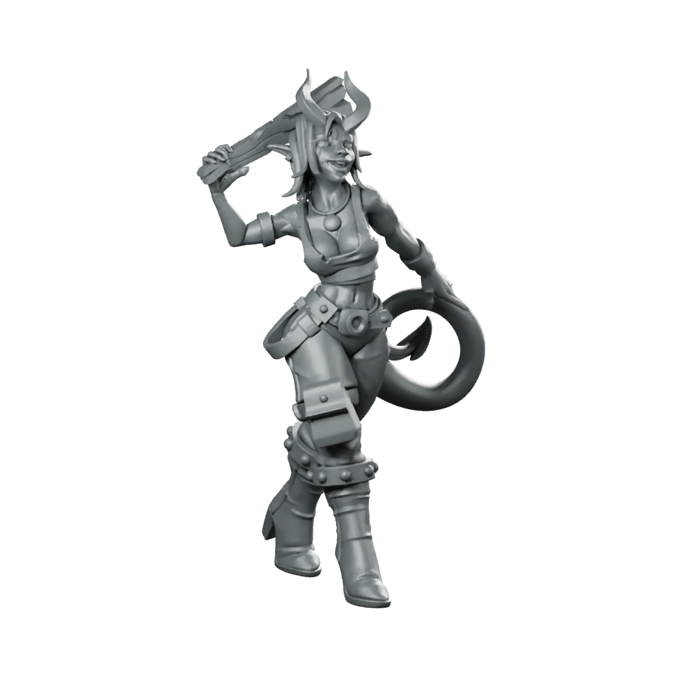Vorlach Brawling Menace Miniature Tiefling Tavern Brawler Fighter Miniature 360 Spin 01