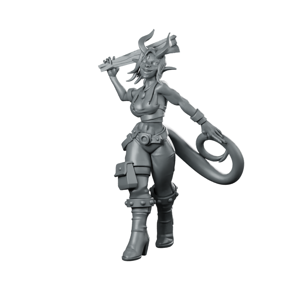 Vorlach Brawling Menace Miniature Tiefling Tavern Brawler Fighter Miniature 360 Spin 08