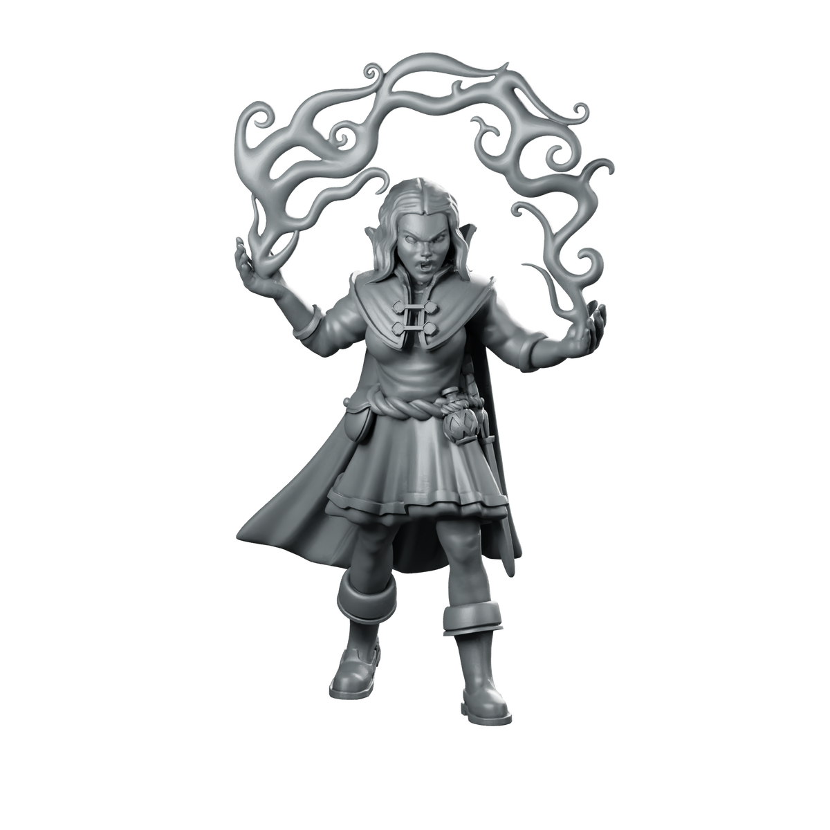 Warlock Woman Miniature Elven Spellcaster Sorceress Miniature 360 Spin 01