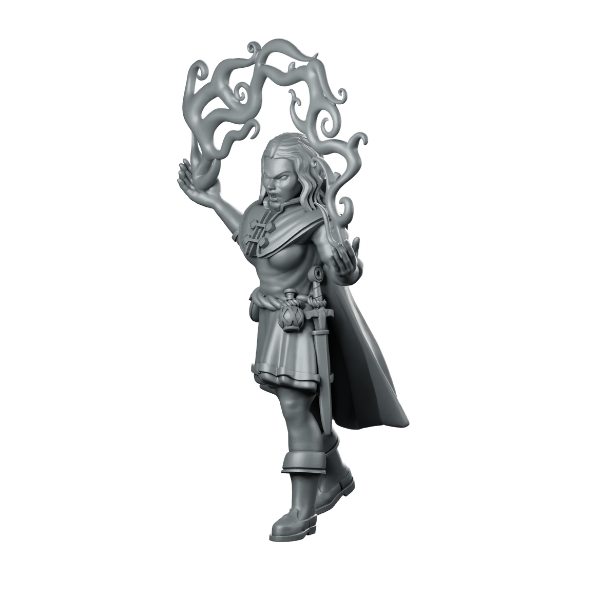 Warlock Woman Miniature Elven Spellcaster Sorceress Miniature 360 Spin 08