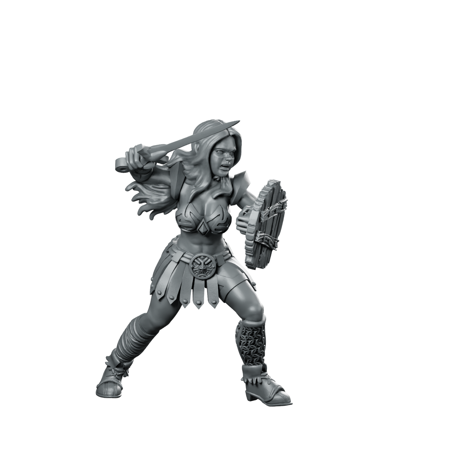 Warrior Amazon Female Barbarian Miniature Miniature 360 Spin 01
