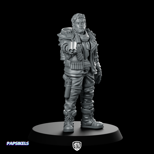 Wasteland Road Officer Barry Miniature Sci-Fi Mercenary