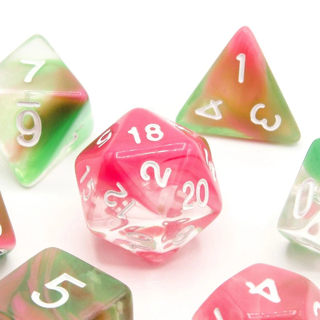 Watermelon Sugar | Acrylic Dice | 7 Piece Set - Tabletop Dominion - We Print Miniatures