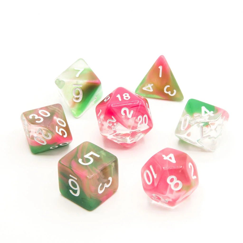 Watermelon Sugar | Acrylic Dice | 7 Piece Set - Tabletop Dominion - We Print Miniatures