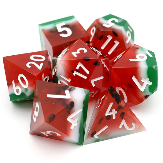Watermelon Sugar | Sharp Edge Dice | 7 Piece Set - Tabletop Dominion - We Print Miniatures