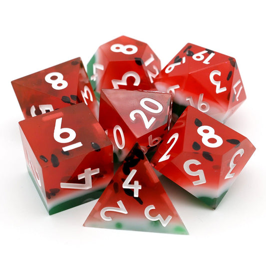 Watermelon Sugar | Sharp Edge Dice | 7 Piece Set - Tabletop Dominion - We Print Miniatures
