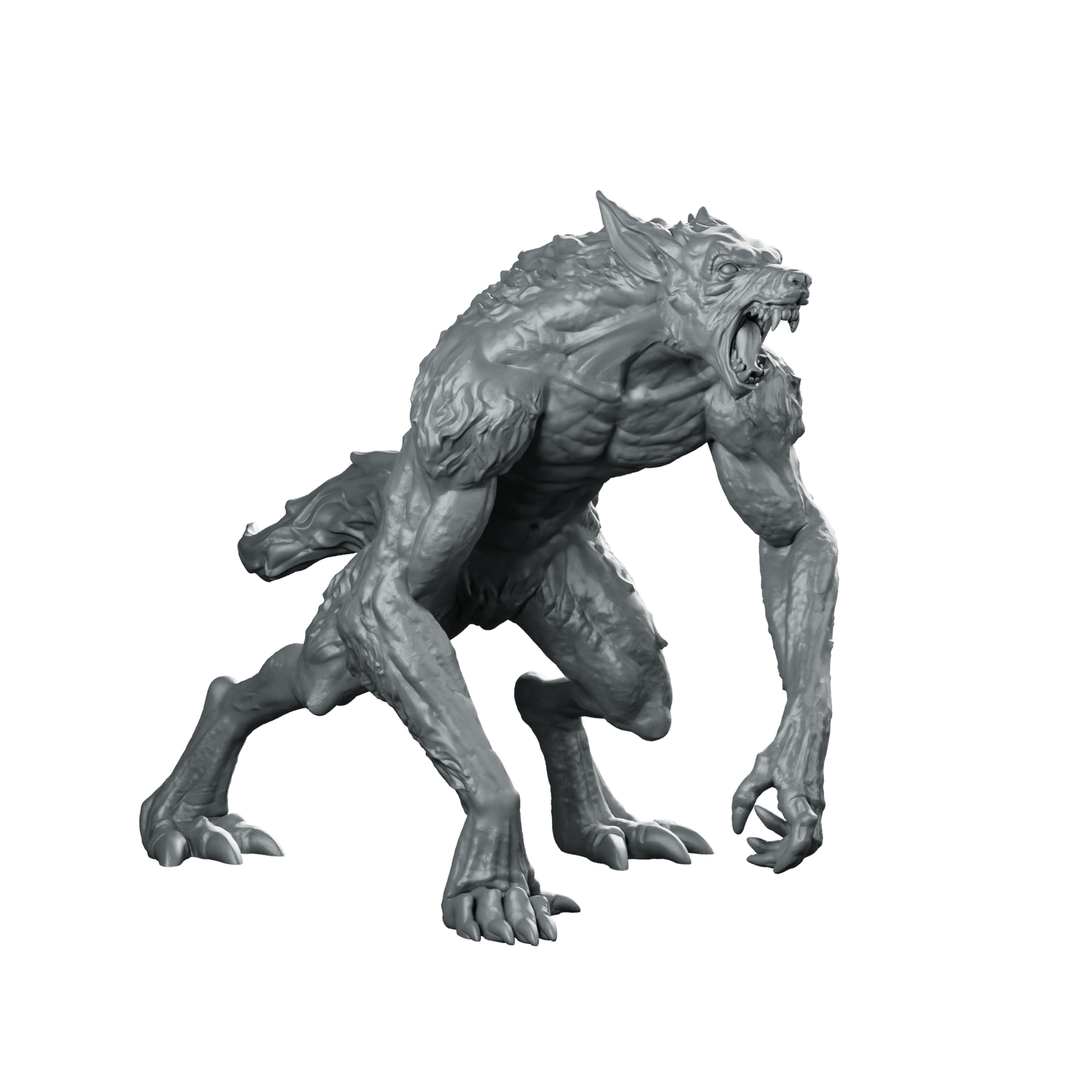 Werewolf Miniature Savage Lupine Beast Resin Miniature 360 Spin 01