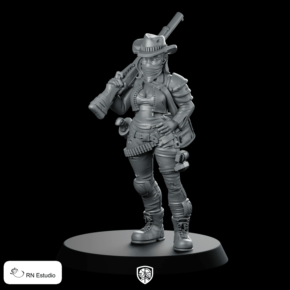 Western Lone Wolf Miniature Wasteland Bounty Hunter Gunslinger - RN Estudio - We Print Miniatures