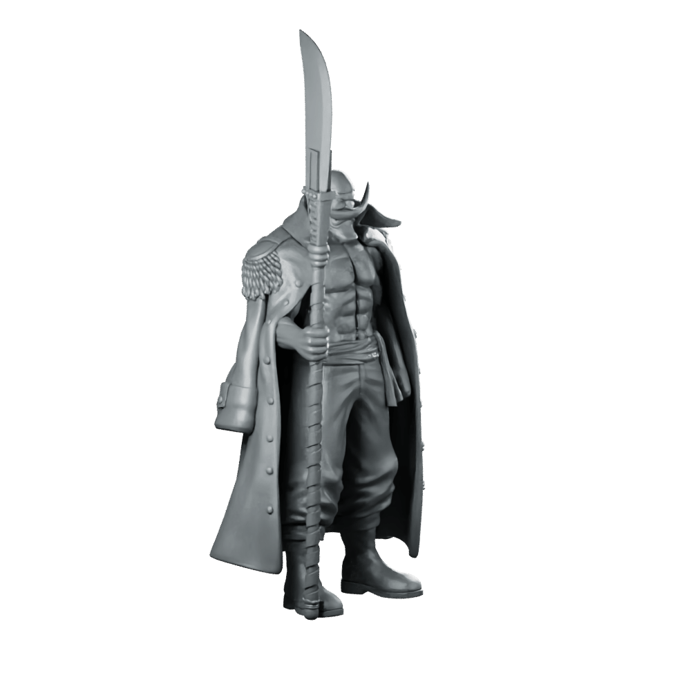 Whitebeard Miniature Pirate Lord Cloaked Polearm Hero - RN Estudio - We Print Miniatures