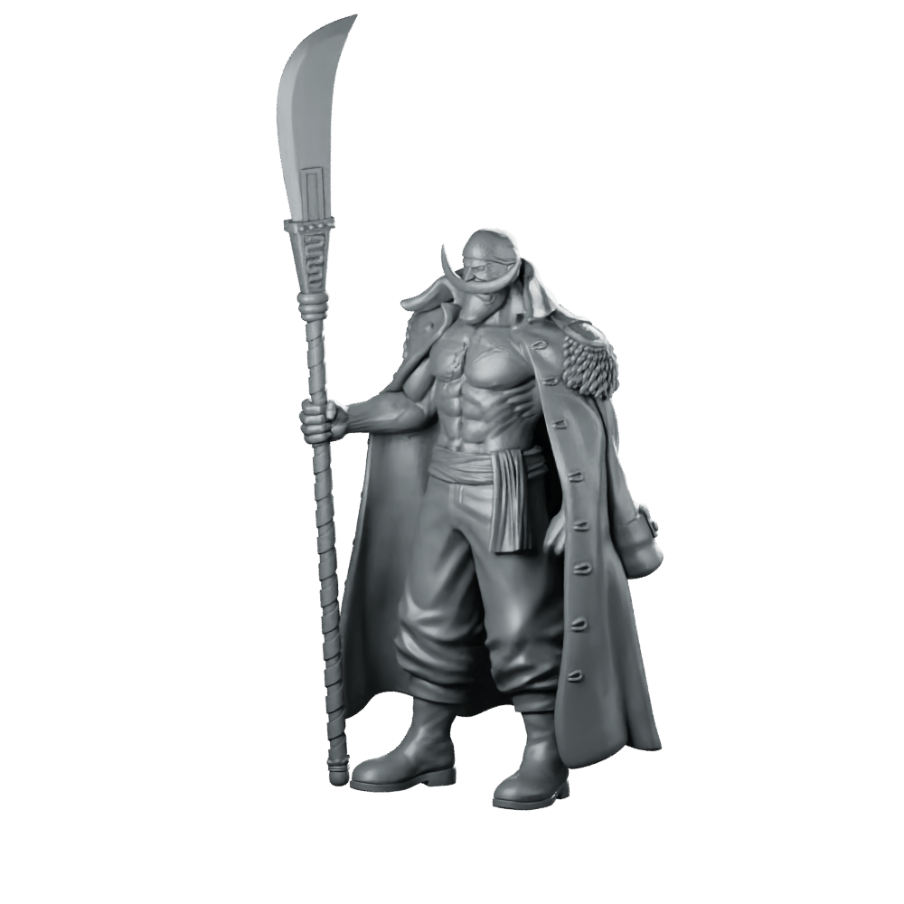 Whitebeard Miniature Pirate Lord Cloaked Polearm Hero - RN Estudio - We Print Miniatures