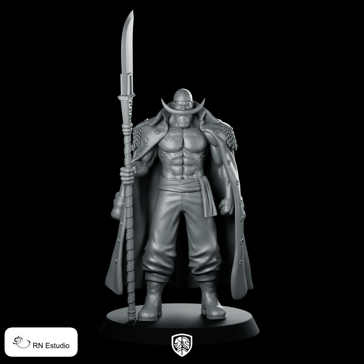 Whitebeard Miniature Pirate Lord Cloaked Polearm Hero - RN Estudio - We Print Miniatures