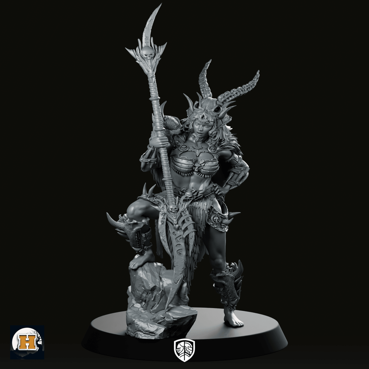 Wiara Miniature Horned Warrior Barbarian Resin RPG - Haito - We Print Miniatures