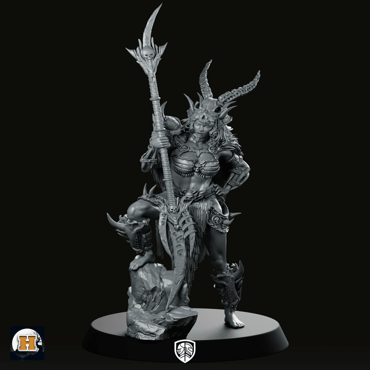 Wiara Miniature Horned Warrior Barbarian Resin RPG