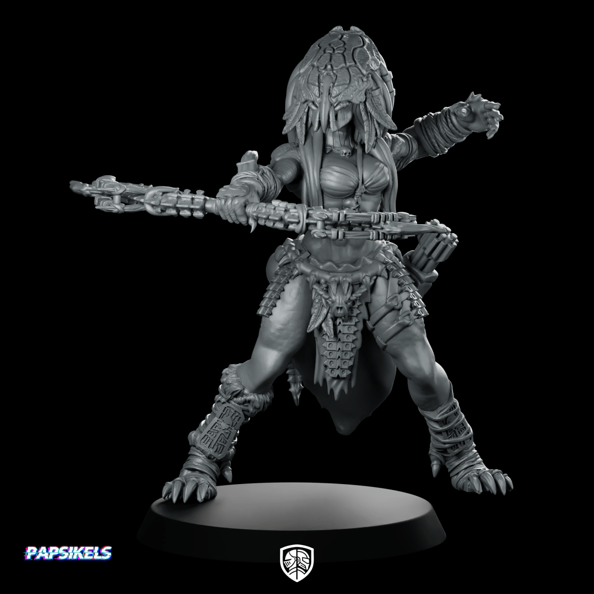 Widow Skull Hunter Owl Miniature feral xeno warrior - Papsikels Miniatures - We Print Miniatures