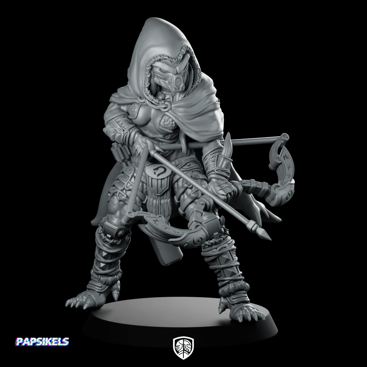 Widow Skull Hunter Siel Miniature Hooded Cyberpunk Assassin - Papsikels Miniatures - We Print Miniatures