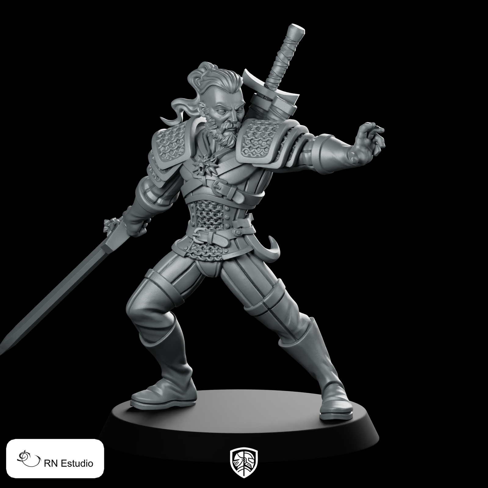 Witch Hunter Ravhald Miniature Armored Swordfighter Hero