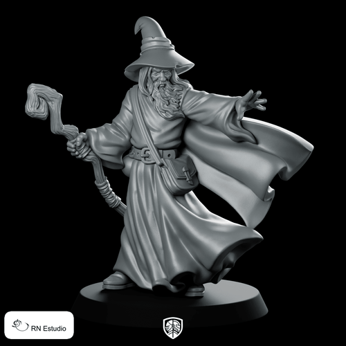 Wizard Amlund Maegon LOTR Miniature Cloaked Spellcaster Resin - RN Estudio - We Print Miniatures