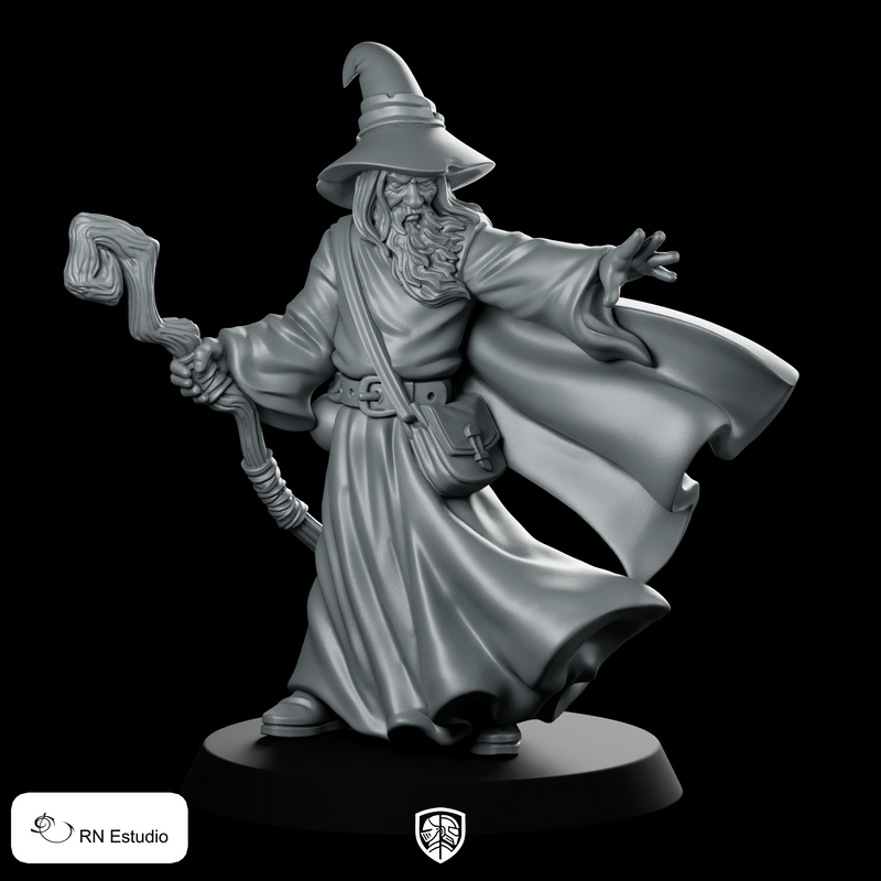 Wizard Amlund Maegon LOTR Miniature Cloaked Spellcaster Resin
