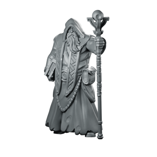 Wizard Miniature Hooded Wizard Mage Staff Miniature 360 Spin 01