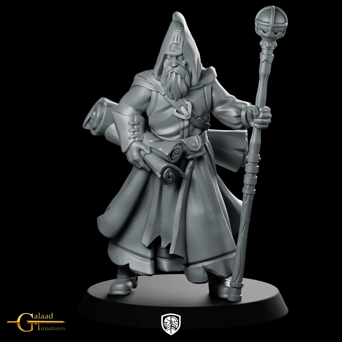 Wizard Parchment 01 Miniature Hooded Wizard Mage - Galaad - We Print Miniatures