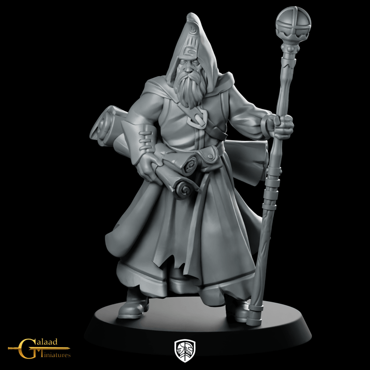 Wizard Parchment 01 Miniature Hooded Wizard Mage