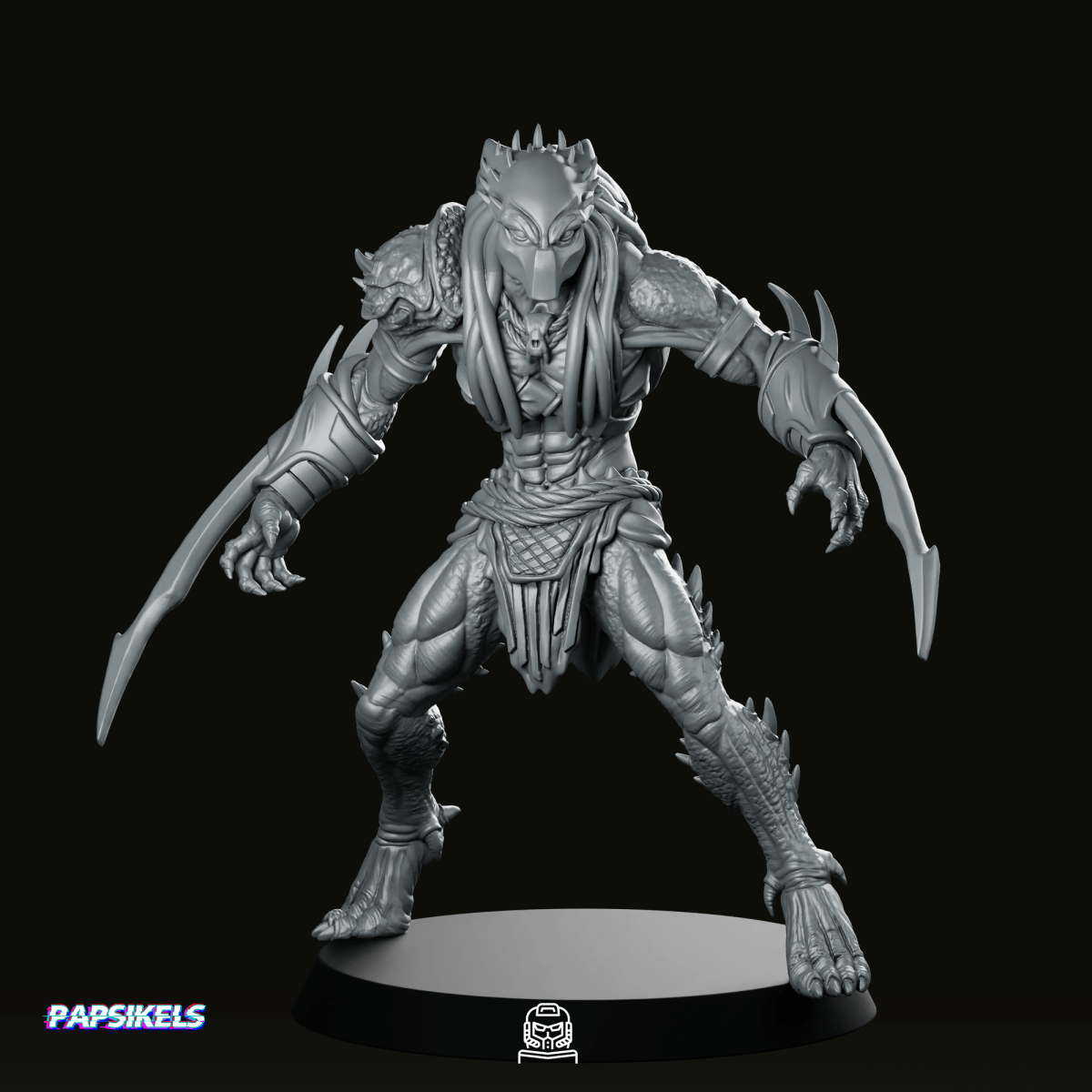Wolf Assassin Skull Hunter Miniature - Papsikels Miniatures - We Print Miniatures