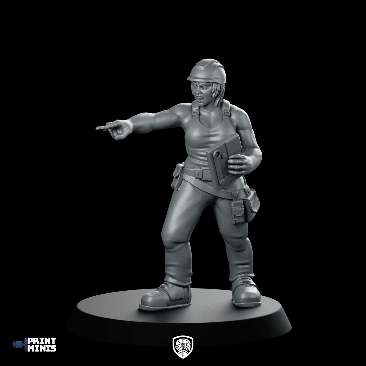 Worker 1 Miniature Industrial Foreman Pointing Shouting - PrintMinis - We Print Miniatures