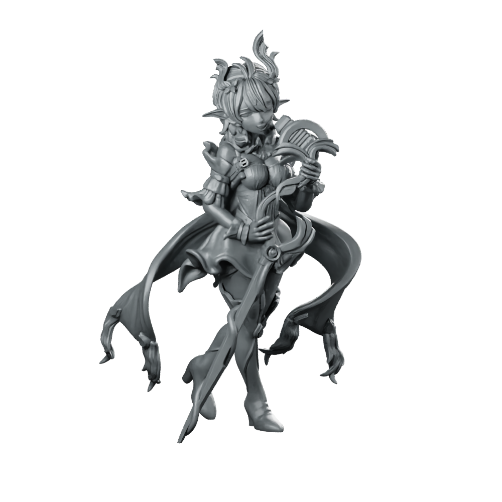 Wuwa Ciaccona Product Render Miniature Bard Elf Miniature 360 Spin 01