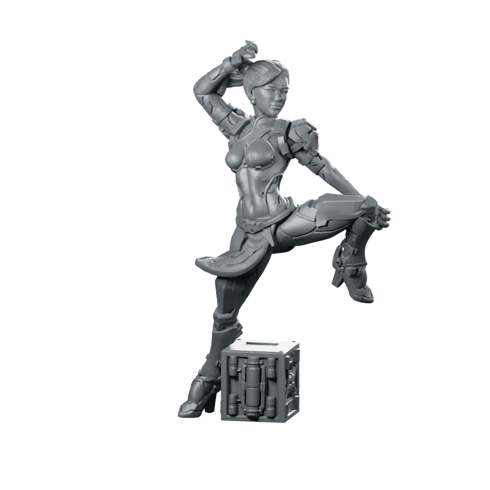 Xiu Ying 2 Cyberpunk Miniature Female Operative Fighter Miniature 360 Spin 01