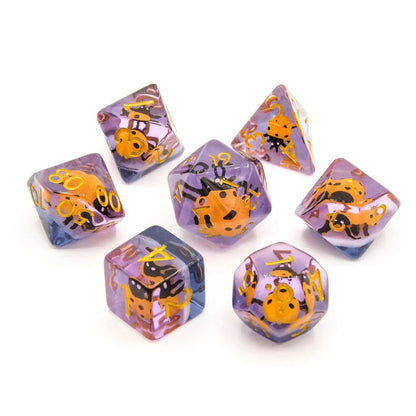 Yellow Ladybugs | Resin Inclusion Dice | 7 Piece Set - Tabletop Dominion - We Print Miniatures
