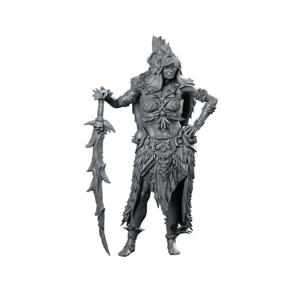 Ysnara Miniature Female Barbarian Warrior Resin RPG - Haito - We Print Miniatures
