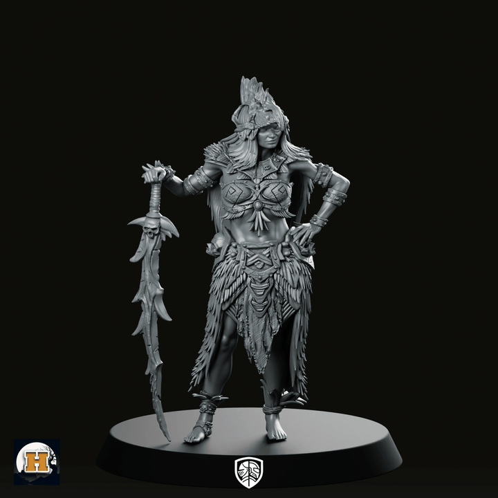 Ysnara Miniature Female Barbarian Warrior Resin RPG