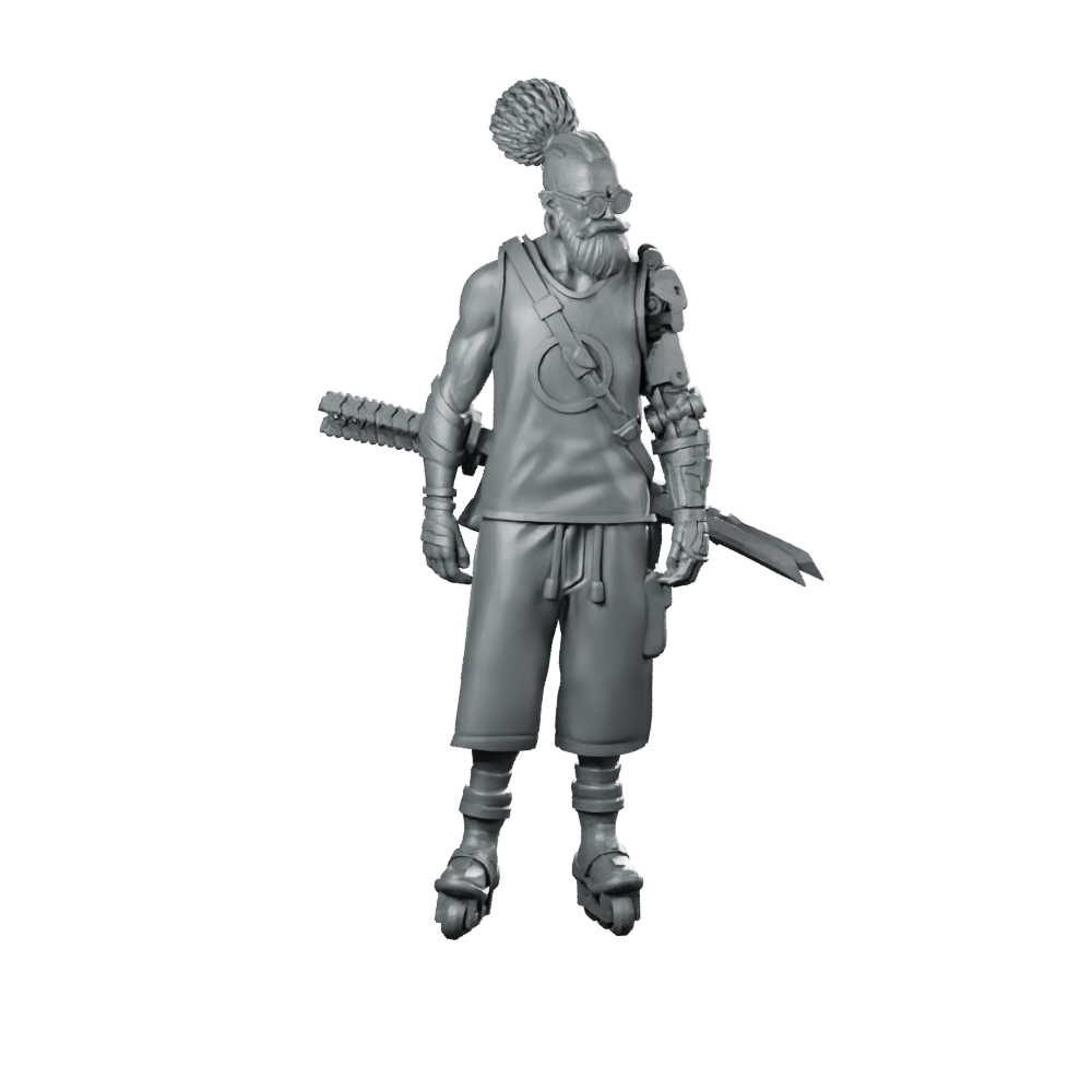 YugenJiiSan 01a Cyberpunk Miniature Veteran Warrior Samurai Miniature 360 Spin 01